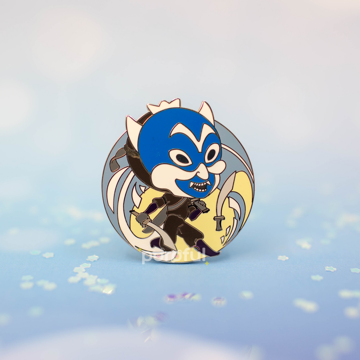 Blue Mask Enamel Pin - Cosplay Arts Shop